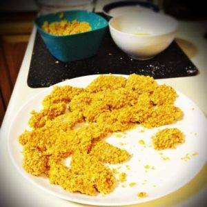 Food on a white plate.