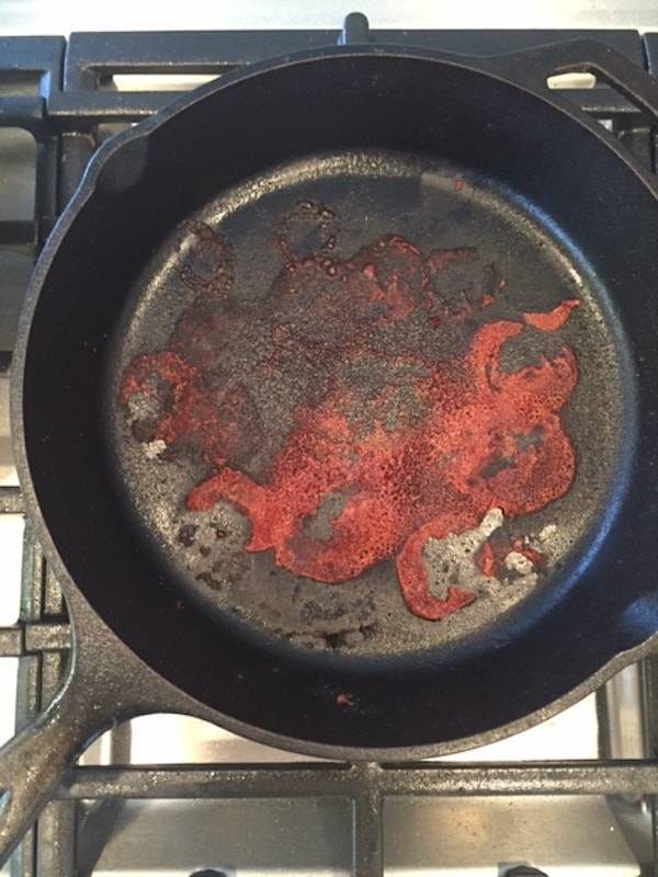 A failed recipe in a skillet.